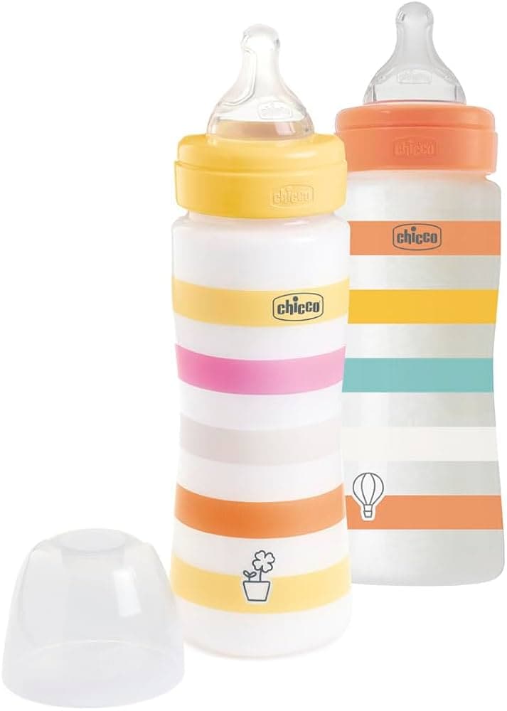 CHICCO Biberon Plastique 330ML RAYE