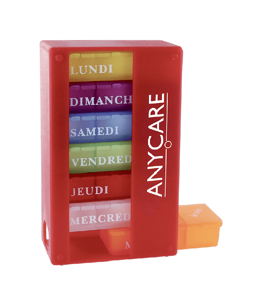 Pilulier Anycare Semainier ROUGE